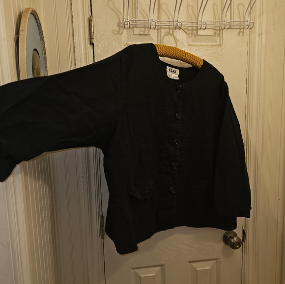 FLAX "I am open and receptive to all people" 100% linen medium-weight jacket 2G - Picture 10 of 16